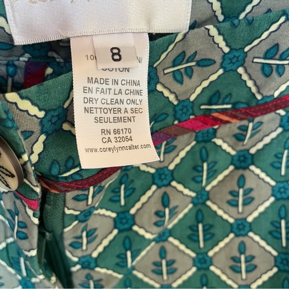 Anthropologie Shorts Pattern Print Corey Lynn Calter In The Square Green sz 8 - Picture 10 of 11
